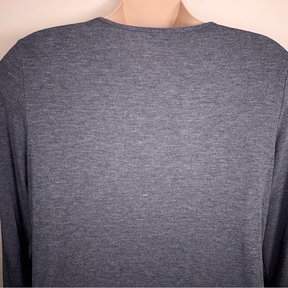 XXL Apt 9 Grey Gray Pullover Top Sweatshirt Zip Accent 3/4 Sleeve Casual Stretch - Picture 8 of 13